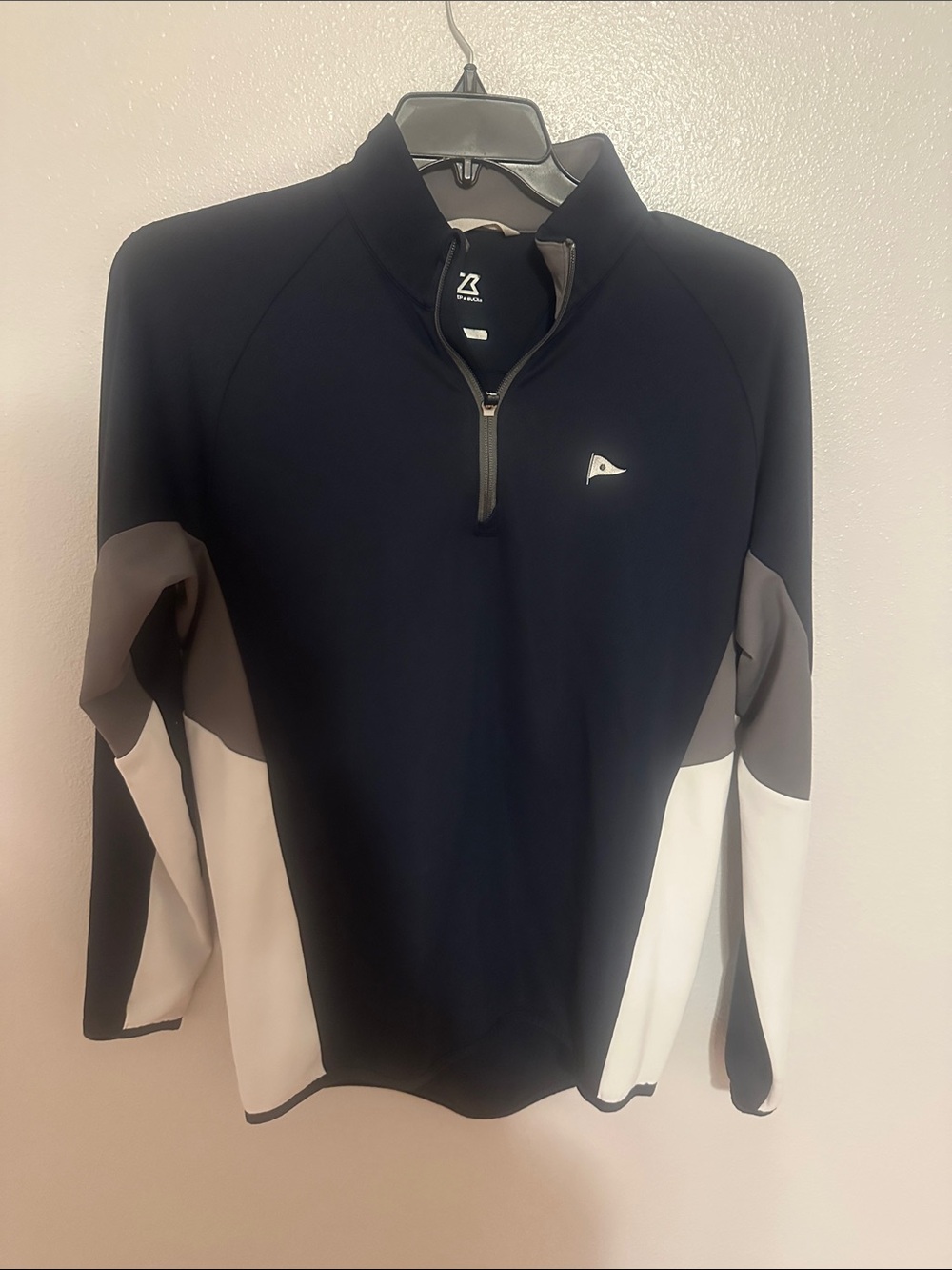 Cutter & Buck Navy Quarter-Zip Performance Quarter Zip with Gray & White Panels
